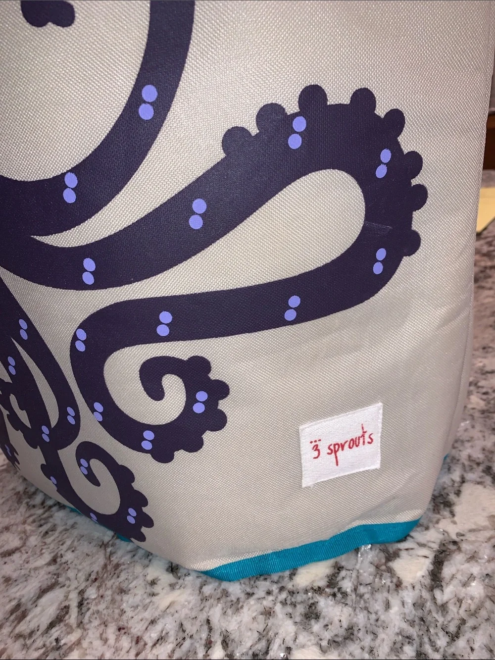 Kids Octopus Canvas Storage Bag - Blue Accent